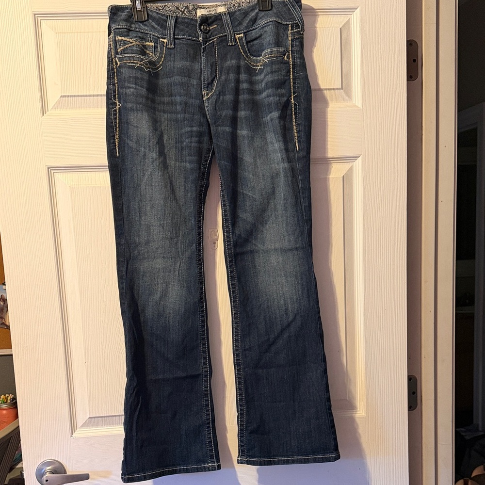 Ariat Women’s Jeans 31S Blue REAL Mid Rise Bootcut Festival Blue Entwined